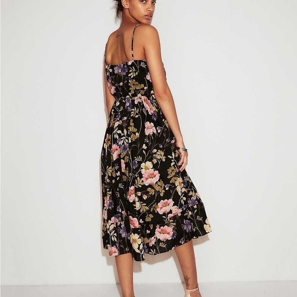 Express Floral Empire Waist Crinkle Midi Dress Sz XL - Picture 2 of 7